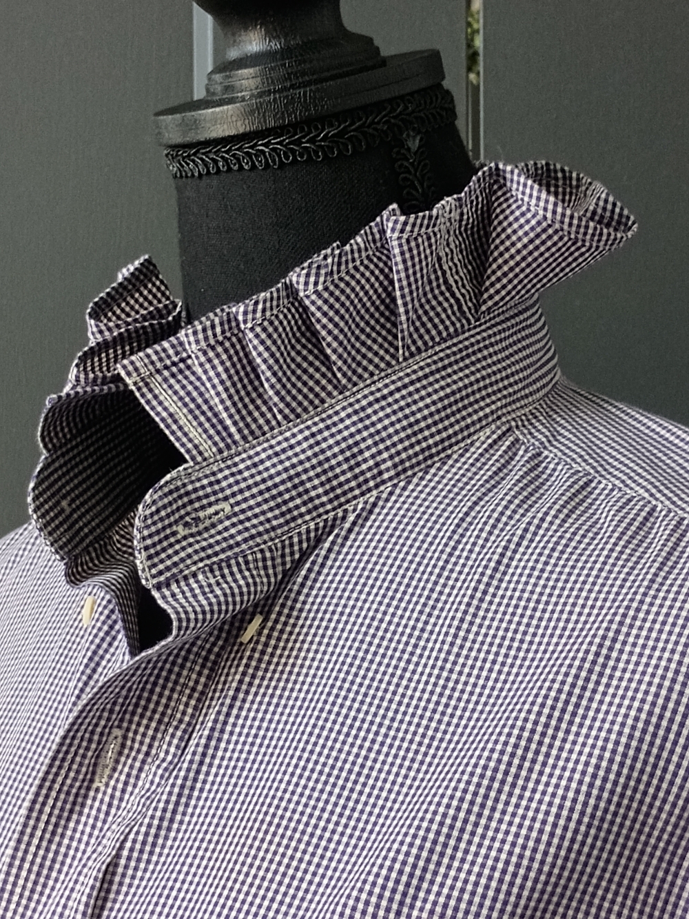 Upcycled Women's Clemson Ruffle Collar Shirt #106 - Picture 2 of 9
